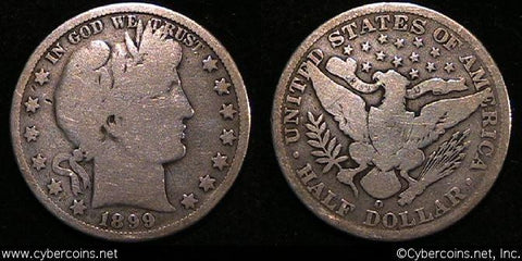 1899-O Barber Half Dollar, Grade= VG
