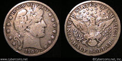 1909-S Barber Half Dollar, Grade= F