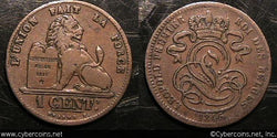 Belgium, 1845, Centime, KM1.2, VF - porous.