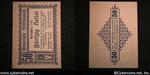 Austrian notgeld, Ultschwendt, 50 Heller, UNC.