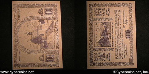 Austrian notgeld, Zwettl, 10 Heller, UNC.