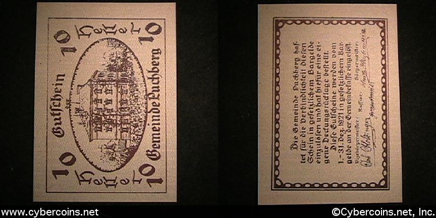 Austrian notgeld, Puchberg, 10 Heller, UNC
