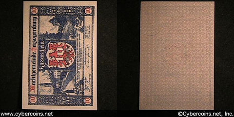 Austrian notgeld, Herzogenburg, 10 Heller, UNC.