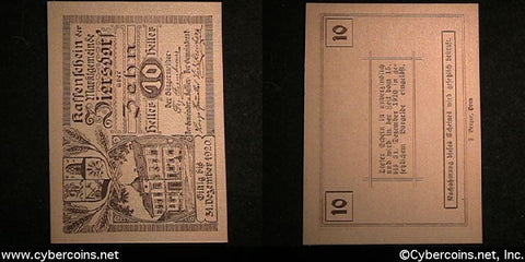 Austrian notgeld, Ziersdorf, 10 Heller, UNC.