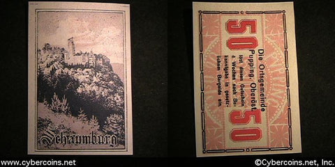 Austrian notgeld, Pupping, 50 Heller, UNC