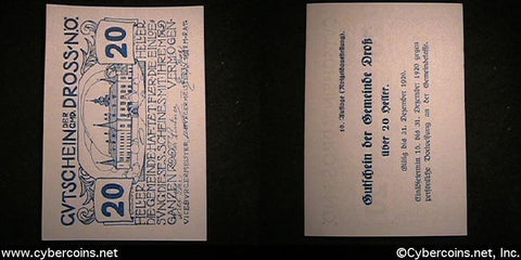 Austrian notgeld, Dross, 20 Heller, UNC
