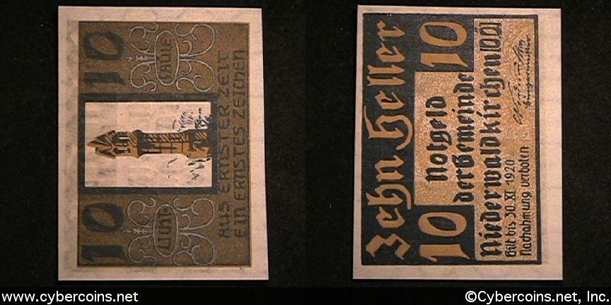 Austrian notgeld, Niederwaldkirchen, 10 Heller