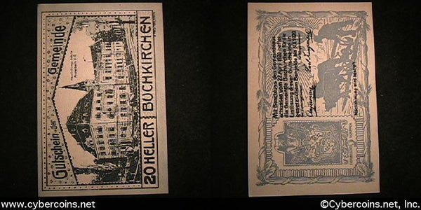 Austrian notgeld, Buchkirchen, 20 Heller, UNC.