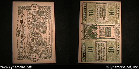 Austrian notgeld, Zeillern, 10 Heller, UNC