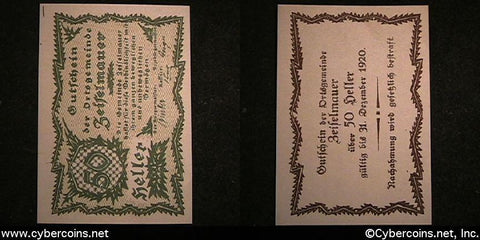 Austrian notgeld, Zeifelmaur, 50 Heller, UNC.
