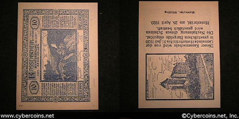 Austrian notgeld, Kassenschein, 10 Heller, UNC