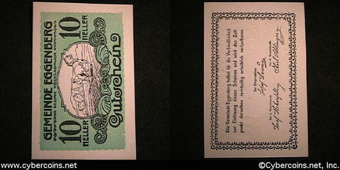 Austrian notgeld, Eggenberg, 10 Heller, UNC