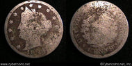 1886 V Nickel, Grade= AG,   corroded - weak