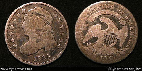 1834  Bust Dime,  Grade=  G