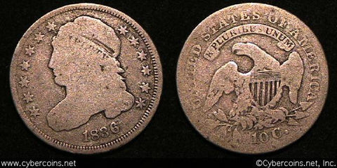 1836  Bust Dime, Grade=  G