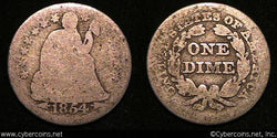 1854 Seated Dime, Grade= G4