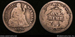 1876-CC Seated Dime, Grade= G