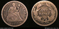 1877 Seated Dime, Grade= VG