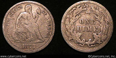 1877 Seated Dime, Grade= VF