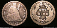 1877-CC Seated Dime, Grade= G