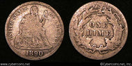 1890 Seated Dime, Grade= VG