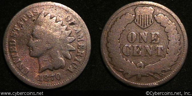 1870 Indian Cent, Grade=  G
