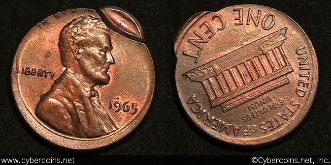 1965 ERROR Lincoln Cent, Grade= UNC - off