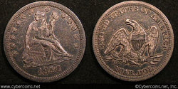 1856 Seated Quarter, Grade=XF - nice even