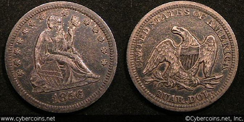 1856 Seated Quarter, Grade=XF - nice even
