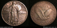 1929 Standing Quarter, Grade= AU59
