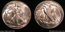 1941 Walking Half Dollar, Grade= MS65