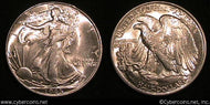 1945 Walking Half Dollar, Grade= MS63