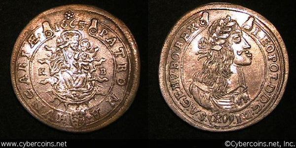 Hungary, 1665, 15 Krajczar, KM175, AU -