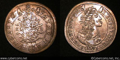 Hungary, 1665, 15 Krajczar, KM175, AU -