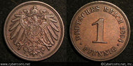 Germany, 1894A, 1 pfennig, AU, KM10  -
