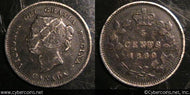 1880H, Canada 5 cent, KM2, VF - dark with