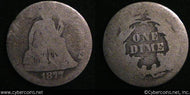 1877-CC Seated Dime, Grade= AG