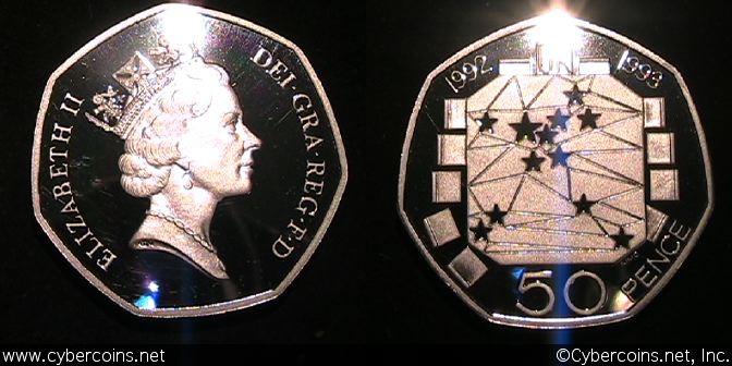 Great Britain, 50 Pence Piedfort, 1992, Proof,