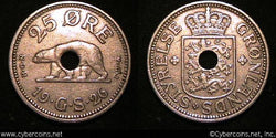 Greenland, 1926, 25 Ore, KM6, VF -average