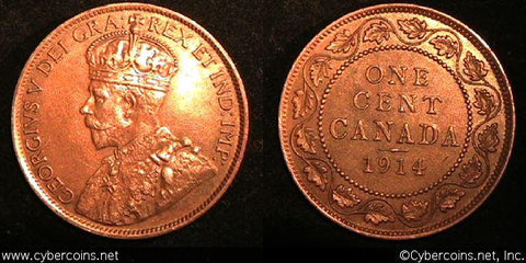 1914, Canada cent, KM21, AU. Cleaned.