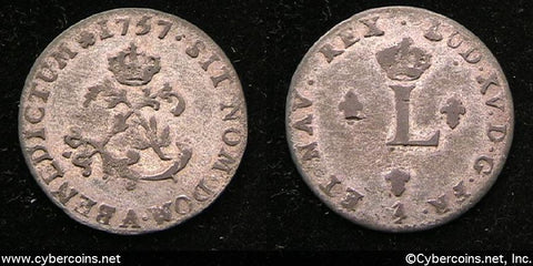 French colonies sou marque, 1757 A,  AU