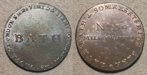 Bath in Somersetshire Conder token. 1 D&H 28. UNC