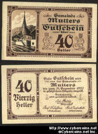 Austrian notgeld, Mutters, 40 Heller, UNC.