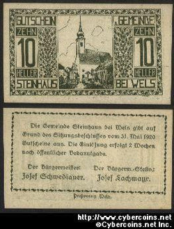Austrian notgeld, Wels, 10 Heller, UNC.