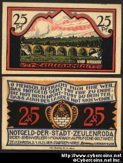 Germany notgeld, Zeulenroda, 25 Pfennig, UNC