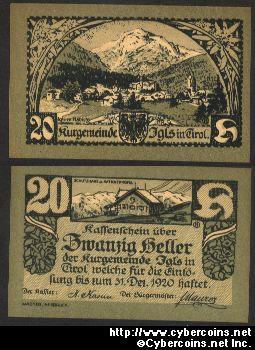 Austrian notgeld, Igls, 20 Heller, UNC.