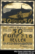 Austrian notgeld, Ulrichsberg, 50 Heller, UNC