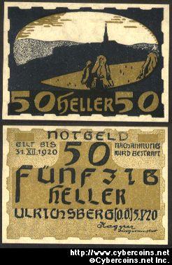 Austrian notgeld, Ulrichsberg, 50 Heller, UNC