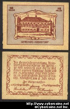 Austrian notgeld, Kromstorf, 10 Heller, UNC