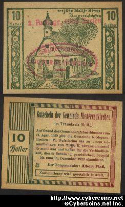 Austrian notgeld, Neiderneukirchen, 10 Heller
